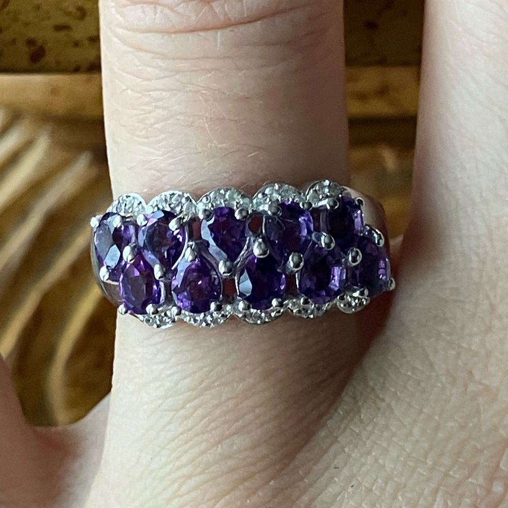 Bolivian Amethyst Sterling Silver Ring Size 6